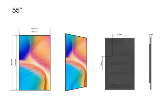 55 اینچ 3000cd/M2 Ultra-Thin Window Facing LCD Displays برای تبلیغات فروشگاه